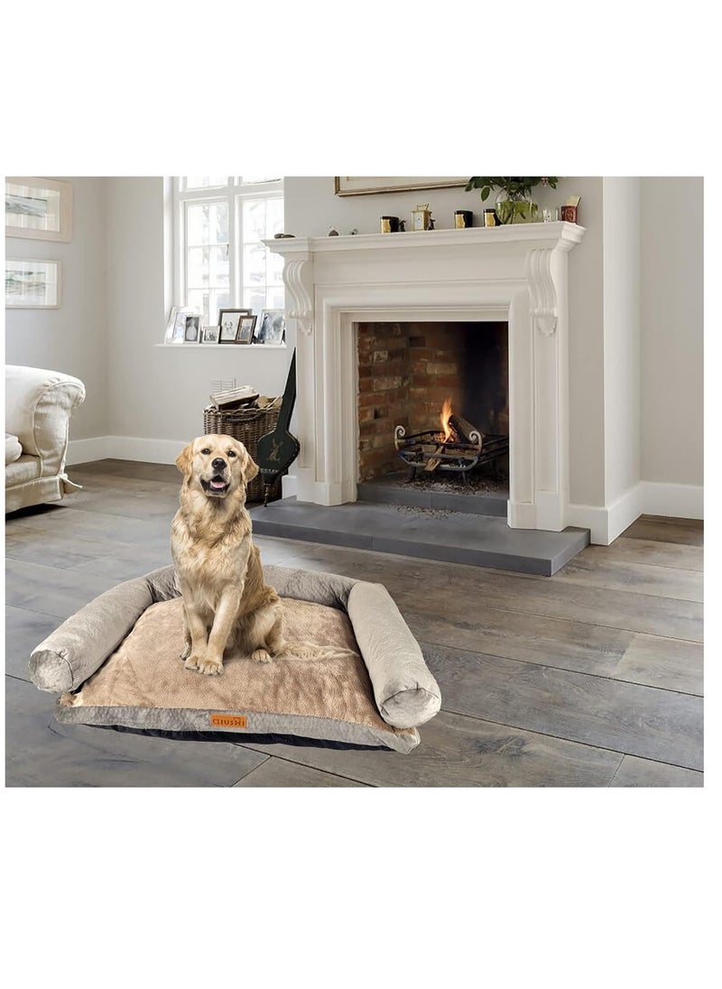 Pet Bed, Dog Bed, cozy pets, plush and soft, cushioned, Good looking, portable, stylish, Decorative, Strong & warmth Design, Indoor, Easy to Clean, Brown color, 15 cm thick