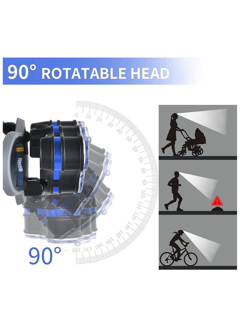 Rechargeable Headlamp 8 LED Lumen Super Bright Waterproof Headlight with Red Lights 8 Modes USB for Emergency Light ​Outdoors Fishing Hiking Camping