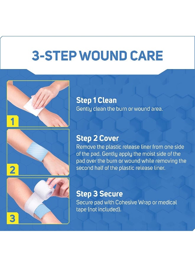 Hydrogel Sterile Burn Dressing Bandage Pads For Burn Relief, 4 Ct