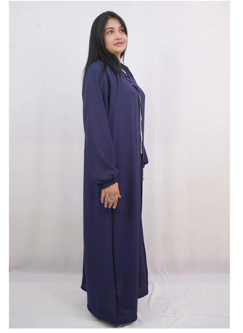 Arabian Open Abaya of Stylish Cey Fabric with One-Button Closure