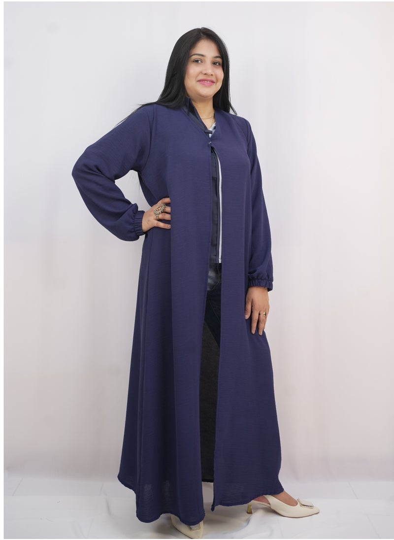Arabian Open Abaya of Stylish Cey Fabric with One-Button Closure