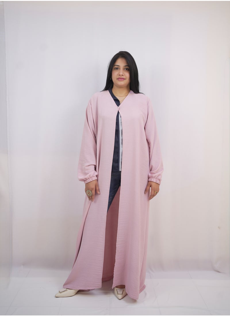 Arabian Open Abaya of Stylish Cey Fabric with One-Button Closure