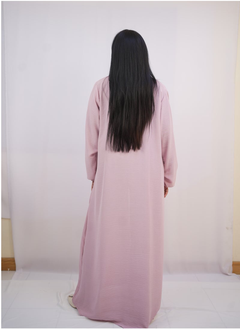 Arabian Open Abaya of Stylish Cey Fabric with One-Button Closure