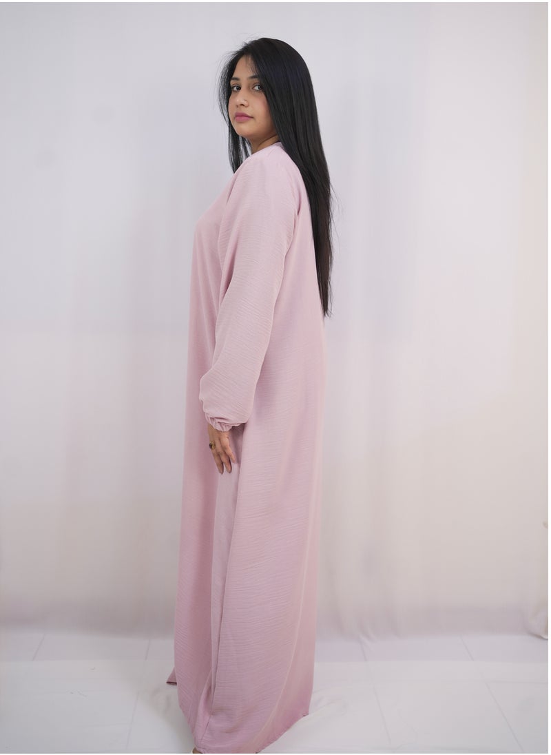 Arabian Open Abaya of Stylish Cey Fabric with One-Button Closure
