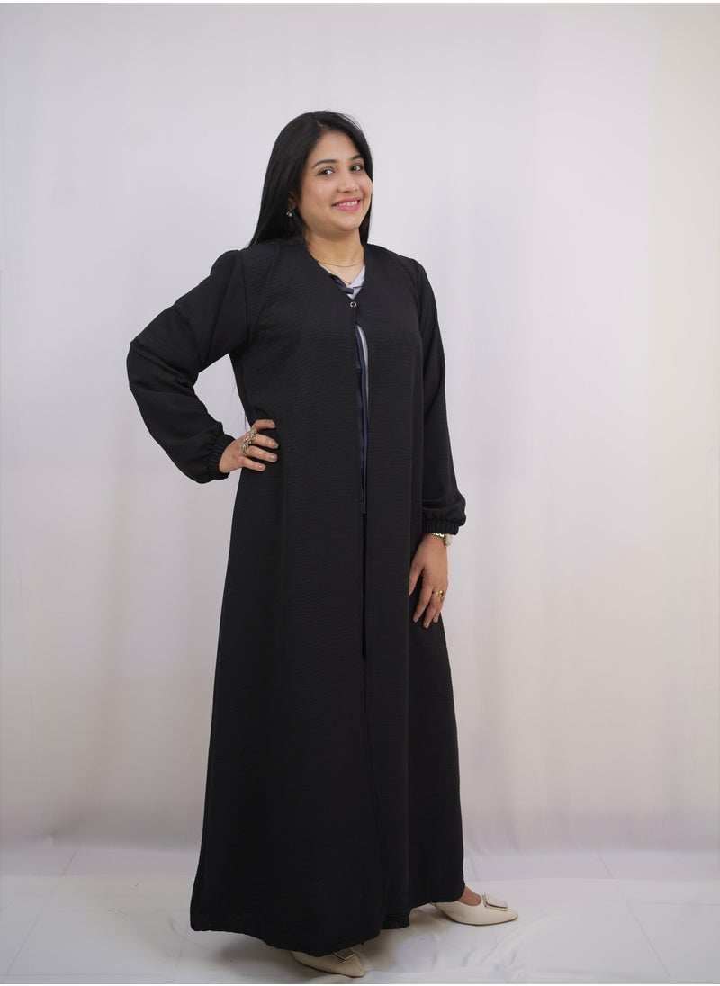 Arabian Open Abaya of Stylish Cey Fabric with One-Button Closure