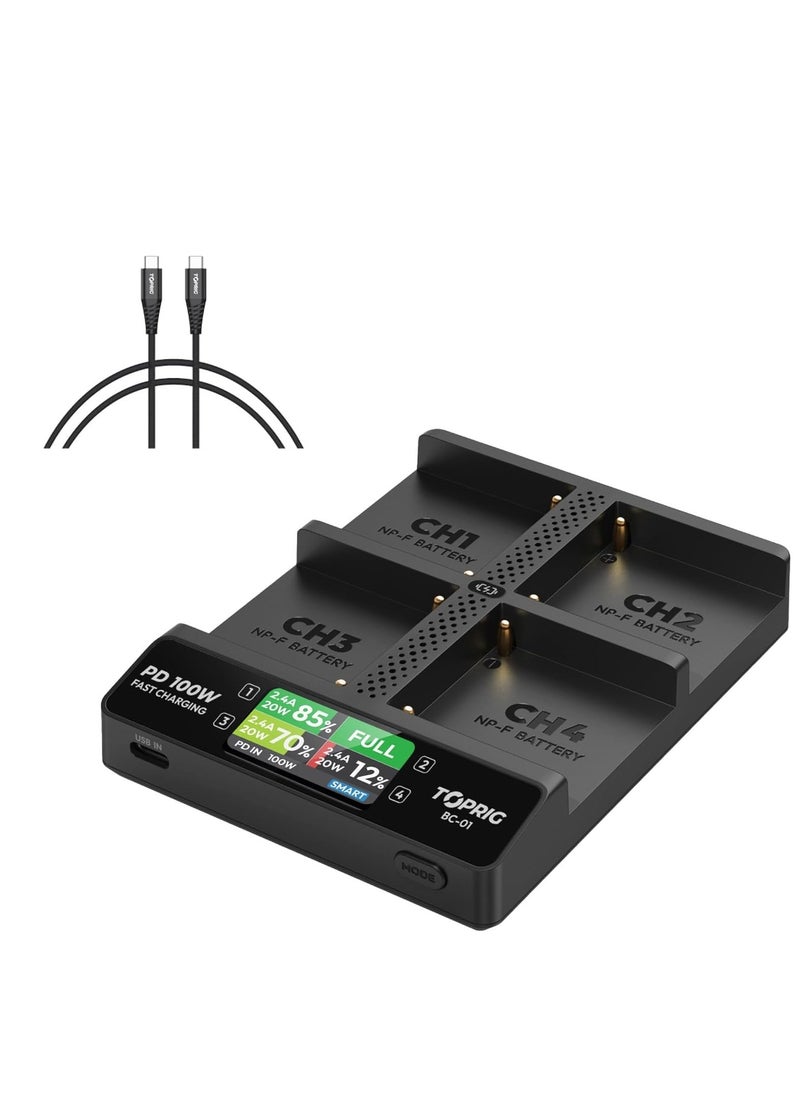 Accsoon Toprig BC-01 PD 100W 4-Channel LCD Display NP-F Battery Charger