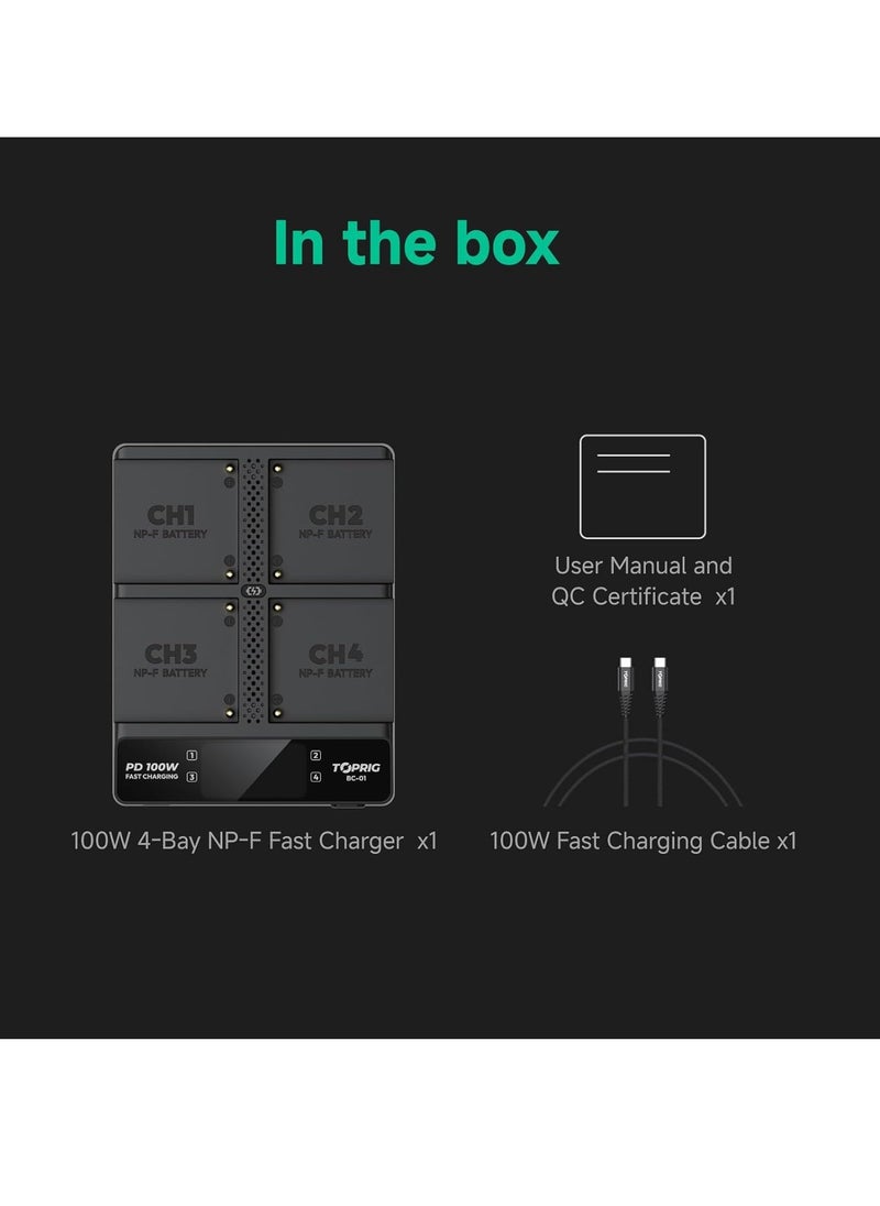 Accsoon Toprig BC-01 PD 100W 4-Channel LCD Display NP-F Battery Charger