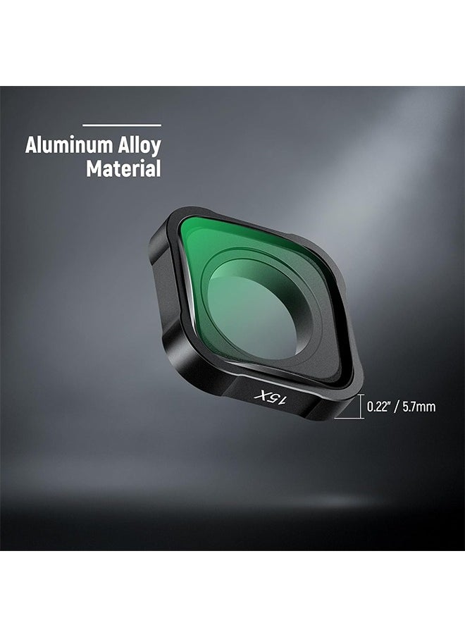 NEEWER 15X Magnification Lens 7-10cm Focal Distance for Macro Photography Close Up, Compatible with GoPro Hero 13 12 11 10 9 Action Camera, Not Waterproof, LS-31