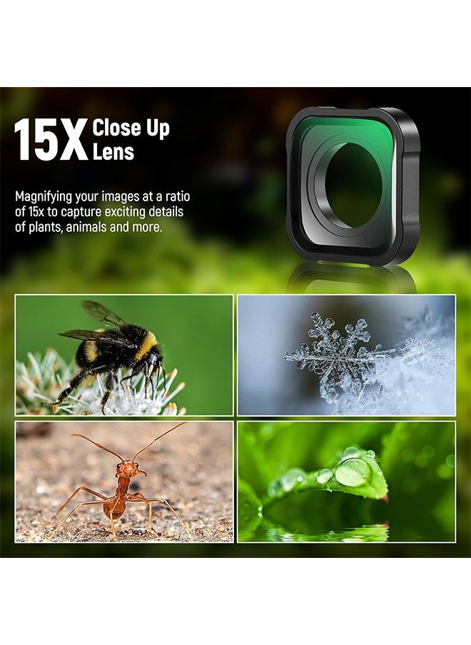 NEEWER 15X Magnification Lens 7-10cm Focal Distance for Macro Photography Close Up, Compatible with GoPro Hero 13 12 11 10 9 Action Camera, Not Waterproof, LS-31