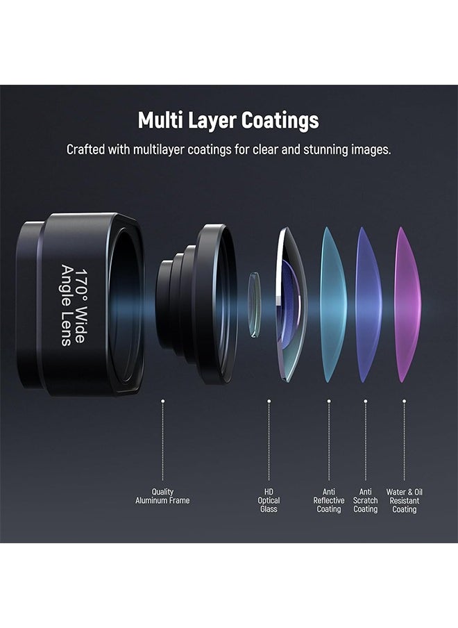 NEEWER 170° Ultra Wide Angle Lens Compatible with GoPro Hero 12 Hero 11 Hero 10 Hero 9 Black Action Camera Lens Accessories, Anti Reflective Multi Coated HD Optical Glass, Aluminum Frame, LS-37
