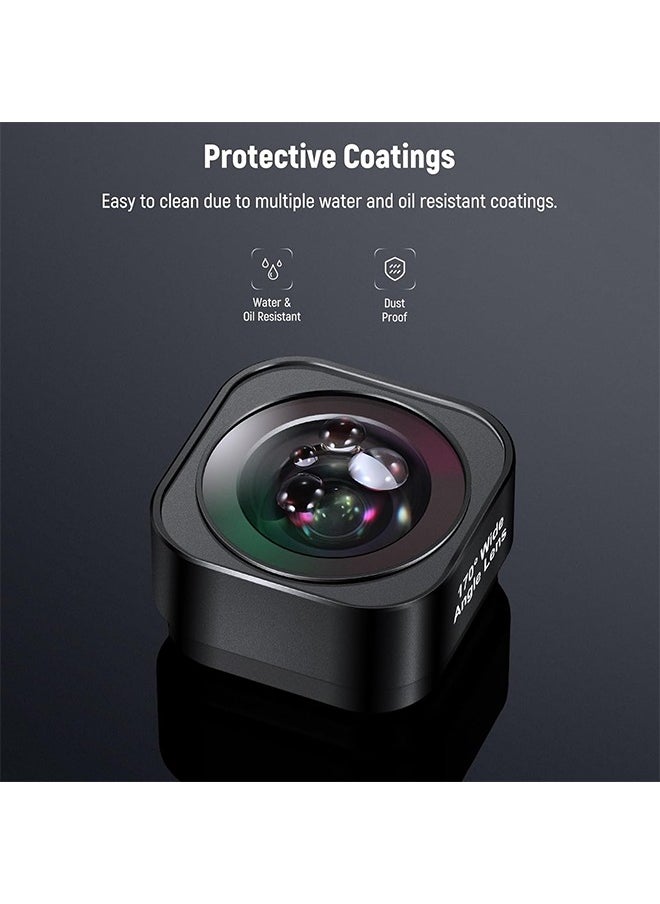 NEEWER 170° Ultra Wide Angle Lens Compatible with GoPro Hero 12 Hero 11 Hero 10 Hero 9 Black Action Camera Lens Accessories, Anti Reflective Multi Coated HD Optical Glass, Aluminum Frame, LS-37