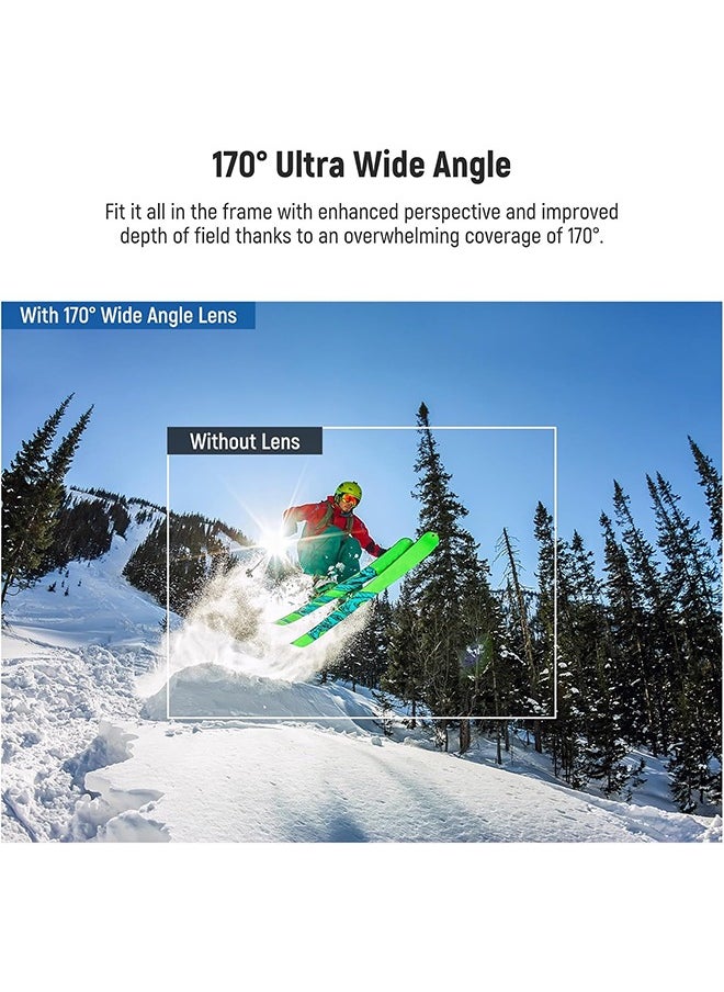NEEWER 170° Ultra Wide Angle Lens Compatible with GoPro Hero 12 Hero 11 Hero 10 Hero 9 Black Action Camera Lens Accessories, Anti Reflective Multi Coated HD Optical Glass, Aluminum Frame, LS-37