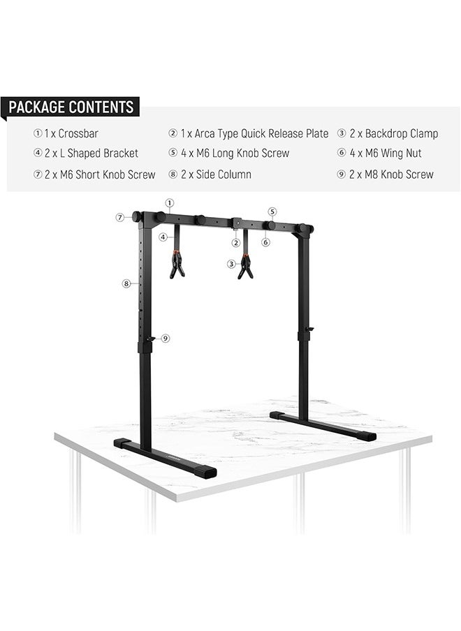 NEEWER Overhead Camera Mount Rig for Top Down Shot with 1s Quick Switch Lock Arca Type QR Plate, Heavy Duty Tabletop Multi Device Stand for Cooking Drawing Crafts Stream, Desk Width≥32