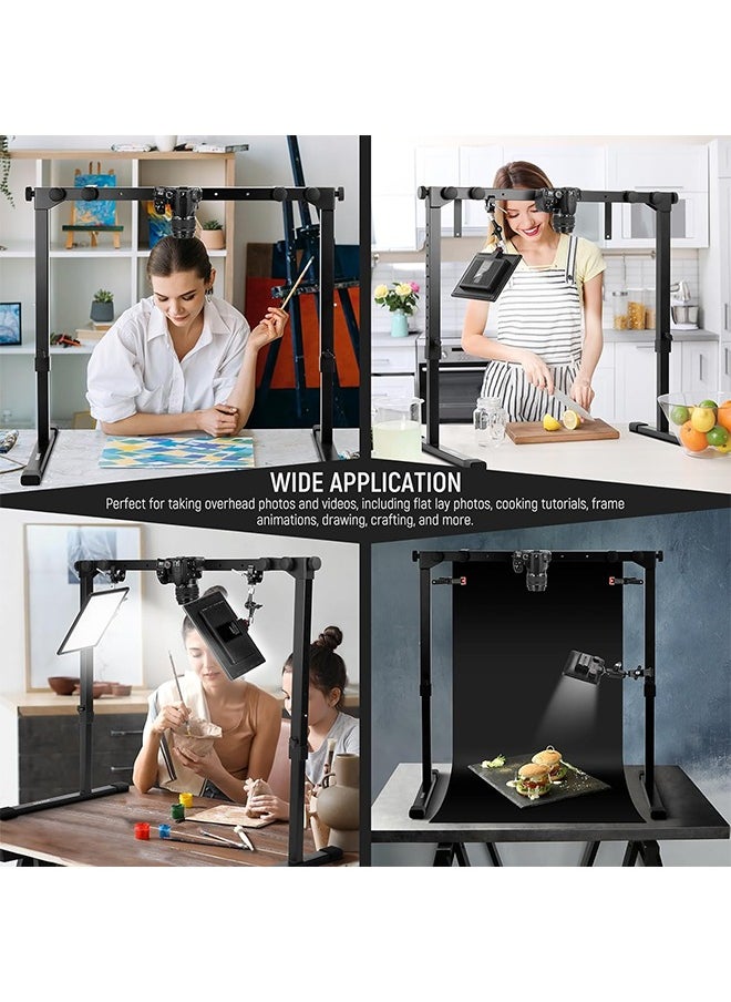 NEEWER Overhead Camera Mount Rig for Top Down Shot with 1s Quick Switch Lock Arca Type QR Plate, Heavy Duty Tabletop Multi Device Stand for Cooking Drawing Crafts Stream, Desk Width≥32