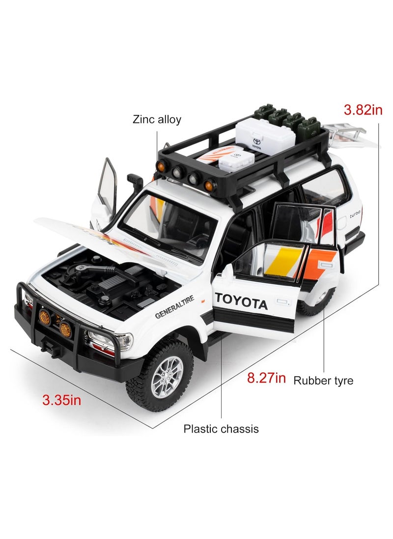 Land Cruiser LC80 1:24 Model Car, Pull Back Diecast Collectible Car with Sounds＆Lights for Kids Boys Girls and Adults, Gift