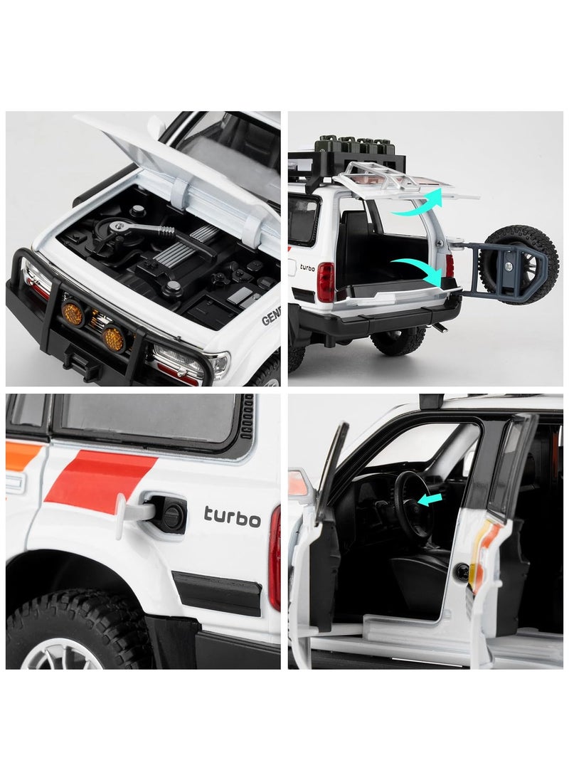 Land Cruiser LC80 1:24 Model Car, Pull Back Diecast Collectible Car with Sounds＆Lights for Kids Boys Girls and Adults, Gift
