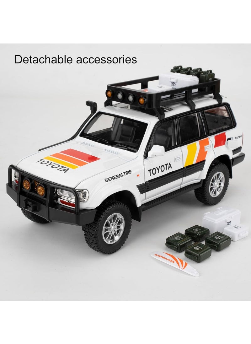 Land Cruiser LC80 1:24 Model Car, Pull Back Diecast Collectible Car with Sounds＆Lights for Kids Boys Girls and Adults, Gift