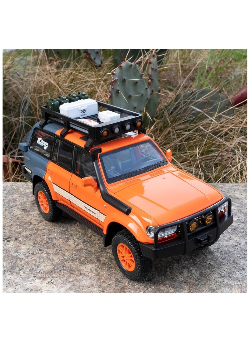 Land Cruiser LC80 1:24 Model Car, Pull Back Diecast Collectible Car with Sounds＆Lights for Kids Boys Girls and Adults, Gift