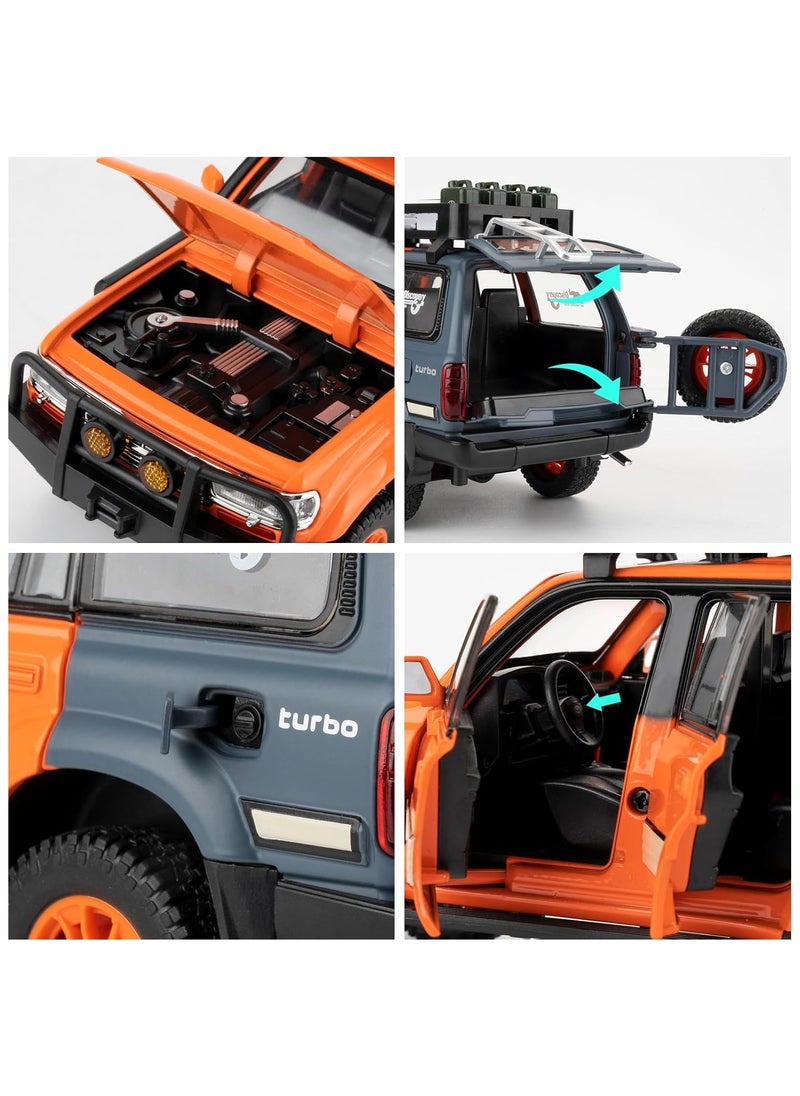 Land Cruiser LC80 1:24 Model Car, Pull Back Diecast Collectible Car with Sounds＆Lights for Kids Boys Girls and Adults, Gift