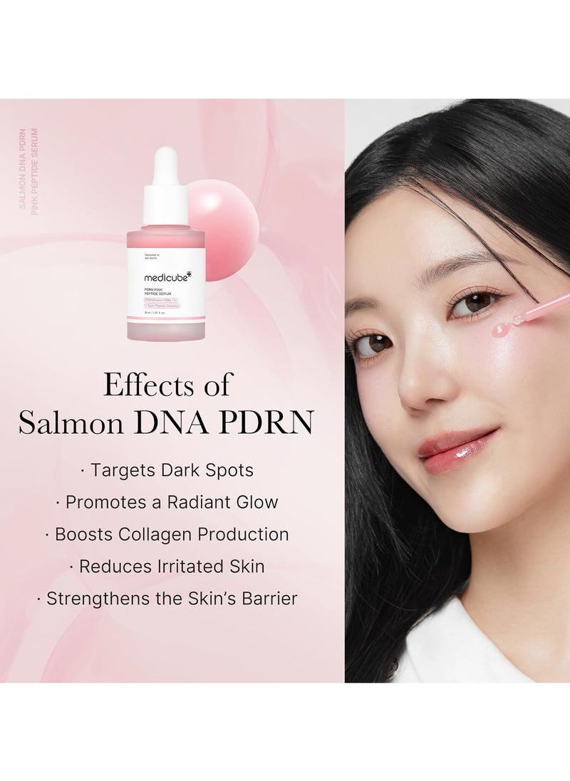 Sodium DNA PDRN Pink Peptide Serum, Pink Glow Serum, Peptide, Niacinamide, Hydrating & Moisturizing & Firming, Uneven Skin Tone, Korean Skincare | 1.01 fl.oz.