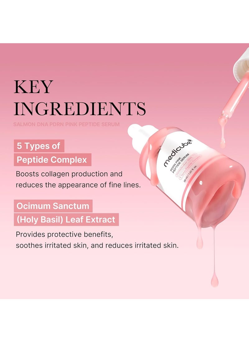 Sodium DNA PDRN Pink Peptide Serum, Pink Glow Serum, Peptide, Niacinamide, Hydrating & Moisturizing & Firming, Uneven Skin Tone, Korean Skincare | 1.01 fl.oz.