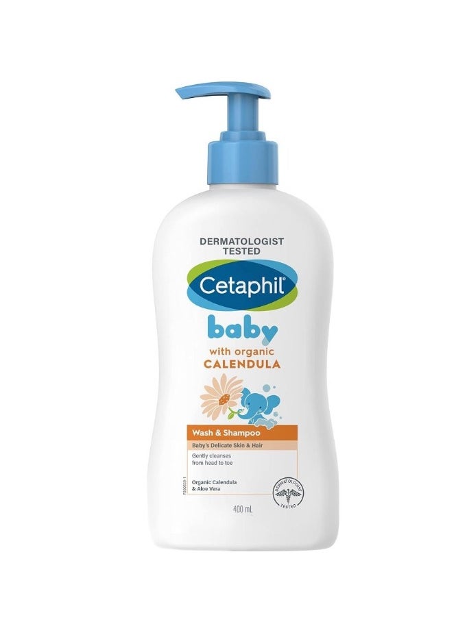 Pack Of 2 Cetaphil Baby Daily Lotion and Baby Wash and Shampoo with Natural Calendula - 399ml