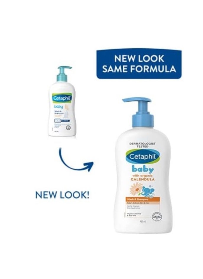 Pack Of 2 Cetaphil Baby Daily Lotion and Baby Wash and Shampoo with Natural Calendula - 399ml