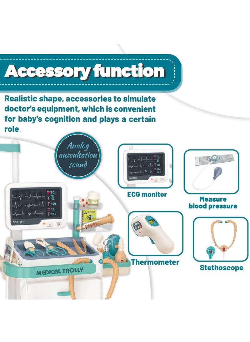 Kids' Doctor Kit, 26-Piece Pretend Medical Station Toy Set with Play Stethoscope and Instruments, Ideal Role Play Gift for Toddlers and Young Children