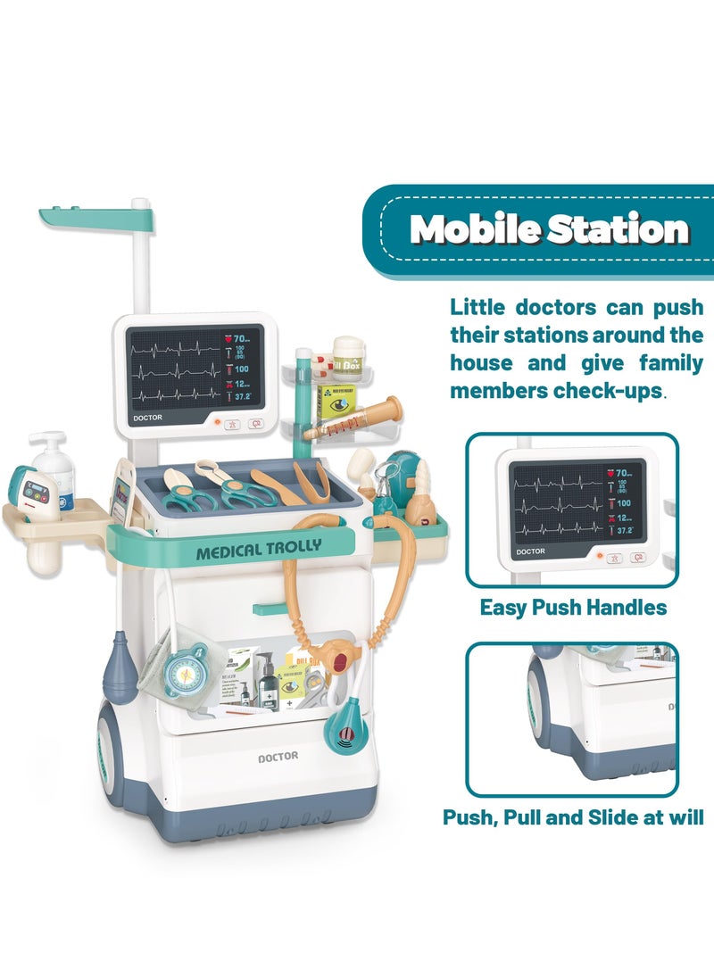 Kids' Doctor Kit, 26-Piece Pretend Medical Station Toy Set with Play Stethoscope and Instruments, Ideal Role Play Gift for Toddlers and Young Children