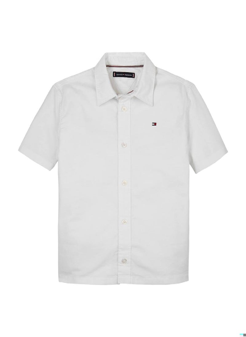 Boys' Short Sleeve Oxford Shirt - Cotton, White