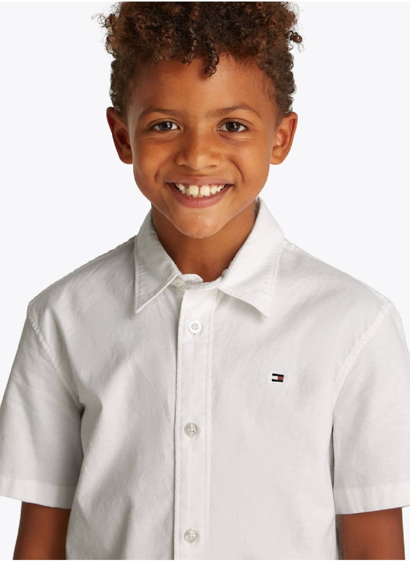 Boys' Short Sleeve Oxford Shirt - Cotton, White