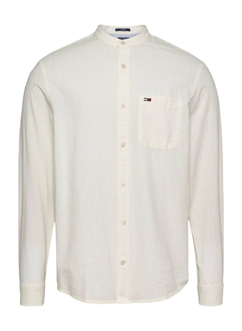 Men's Casual Shirt - Cotton Blend, White