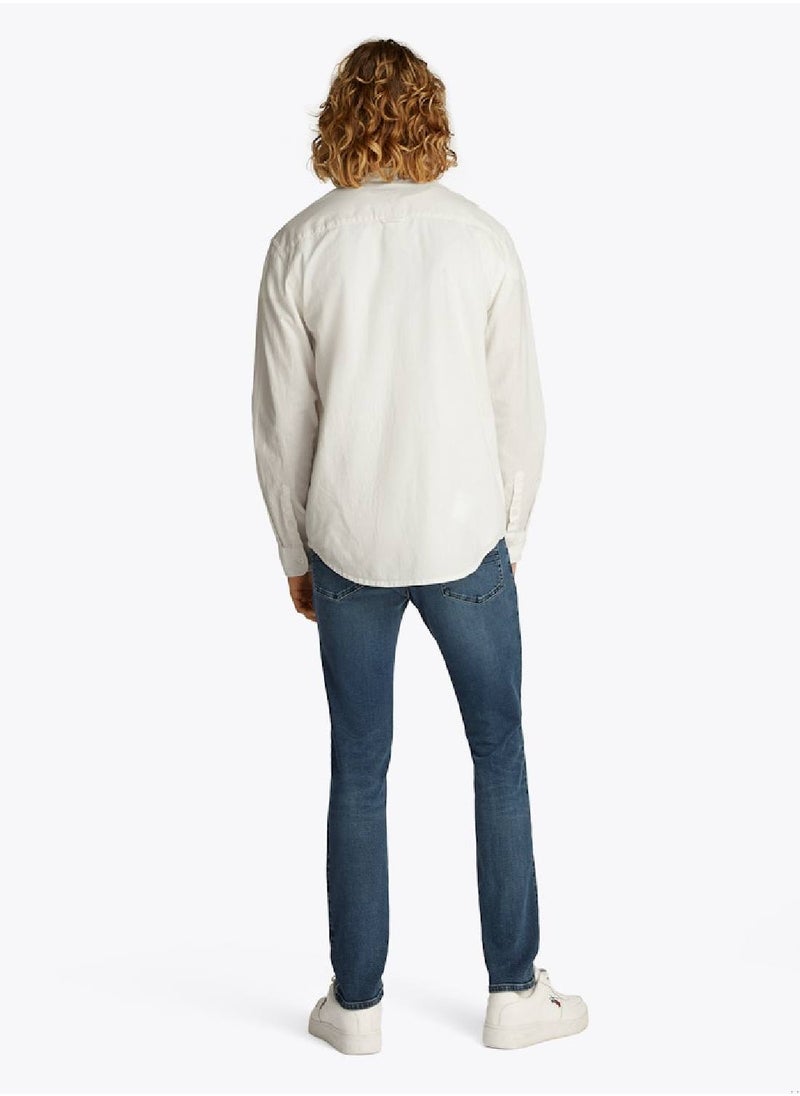 Men's Casual Shirt - Cotton Blend, White