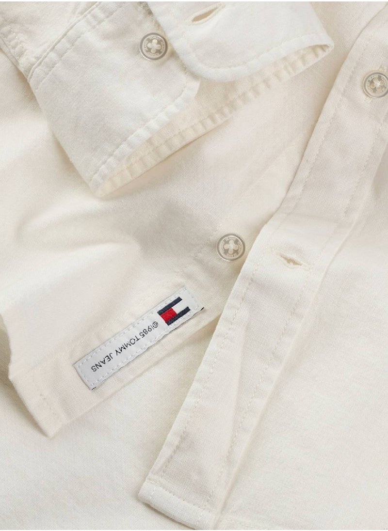 Men's Casual Shirt - Cotton Blend, White