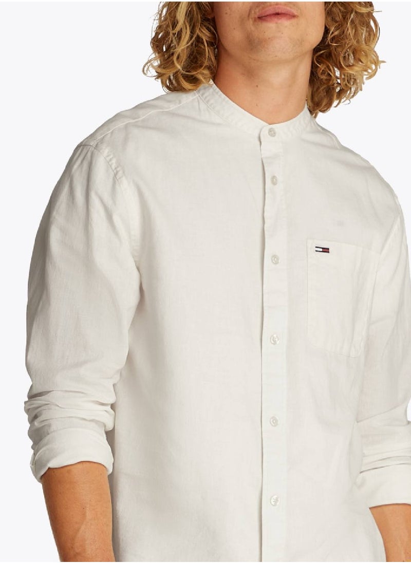 Men's Casual Shirt - Cotton Blend, White