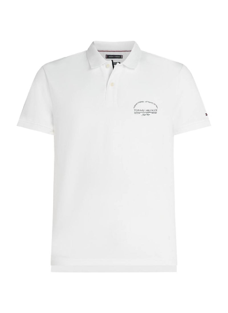 Men's Regular Fit Arch Logo Polo Shirt - Cotton, White