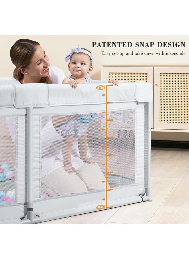 Baby Playpen, Large Baby Playard, Indoor & Outdoor Kids Activity Center with Anti-Slip Base, Sturdy Safety Play Yard with Breathable Mesh, Kid's Fence for Infants Toddlers (Grey, 180×210cm)