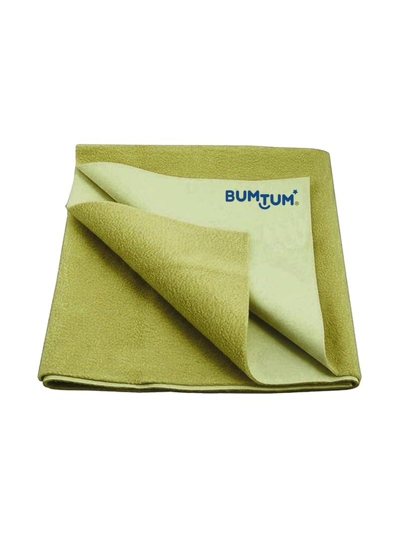 Bumtum Baby Dry Sheet Waterproof Soft Fleece Baby Bed Protector | Anti - Bacterial & Odour Free | Extra Absorbant, Reuseable & Washable (Olive, Medium Size, 100 * 70cm, Pack of 1)