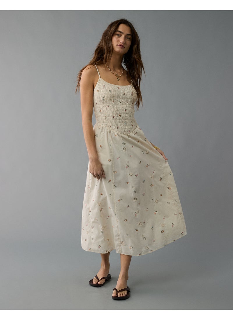 AE Bella Smocked Drop Waist Midi Dress