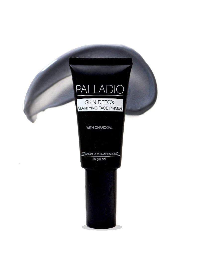 Palladio Skin Detox Clarifying Face Primer with Charcoal, creates a smooth base for makeup application, protects skin, provides long wear flawless glam look, 1 ounce