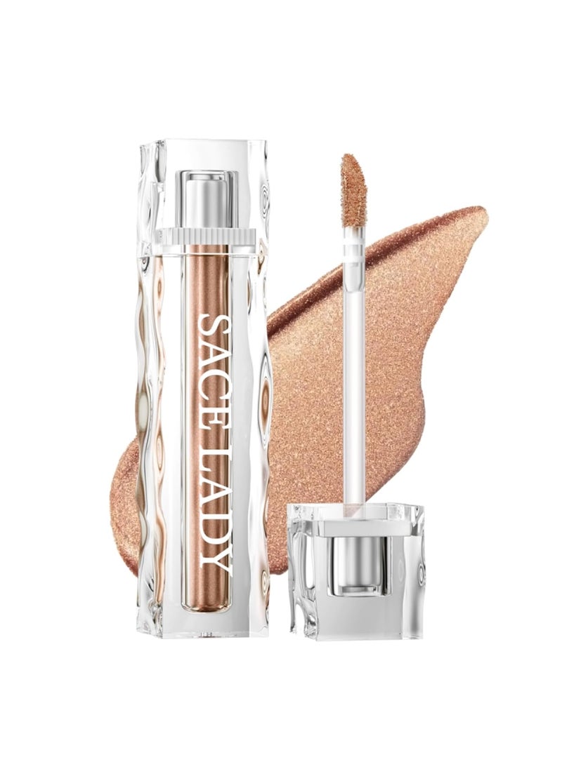 SACE LADY Liquid Eyeshadow, Lasting Pigmented Waterproof Eye Glitter Makeup Cream, Metallic Smooth Eye Shadow Eyeliner Cosmetics, 0.12Fl Oz (#01)