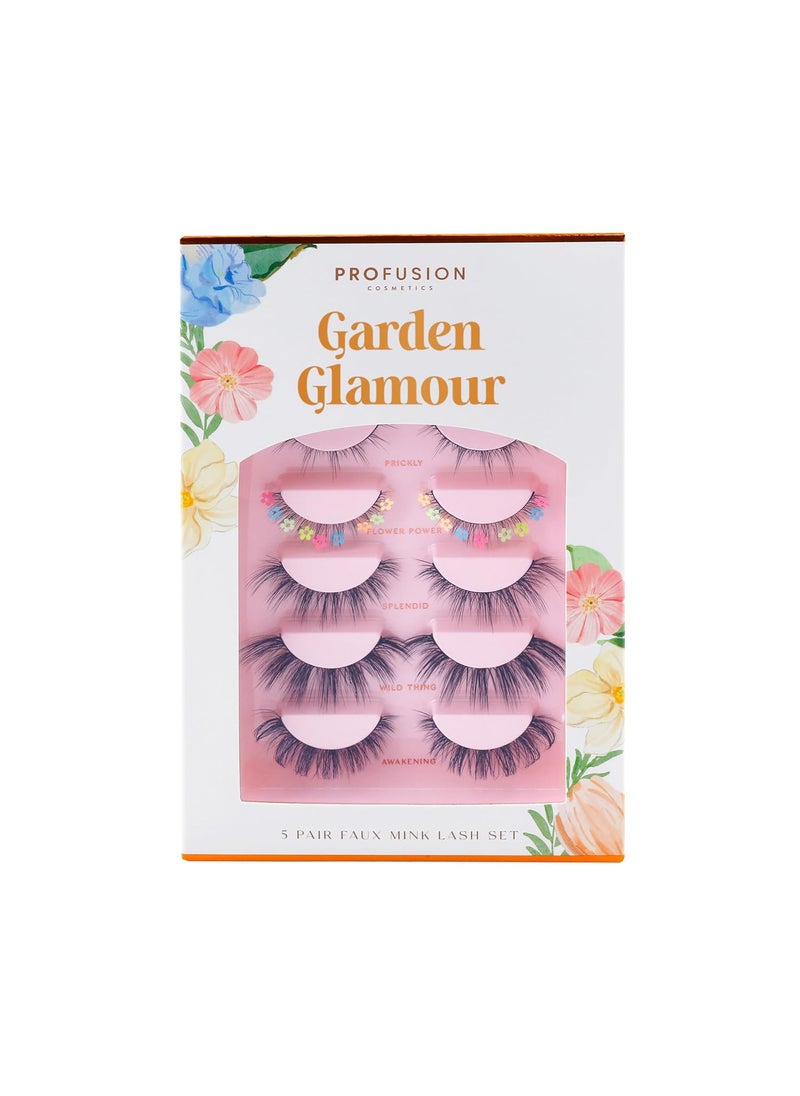 Profusion Cosmetics Petal Perfect Garden Glamour 5 Pair Faux Mink Lash Set, Featuring 5 Lash Styles, Wispy Eyelashes to Achieve Eye Catching Look