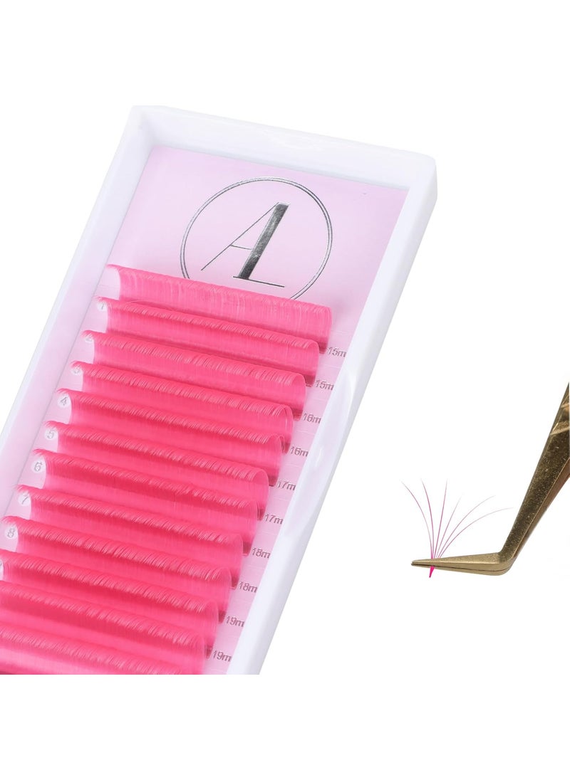 ALLOVE Colored Eyelash Extension Super Easy Fan Pink Volume Lash Extensions 0.07mm D Curl 15-20mm Mixed Tray Rapid Blooming Colorful Volume Lashes Self Fanning Lash Extension Supplies
