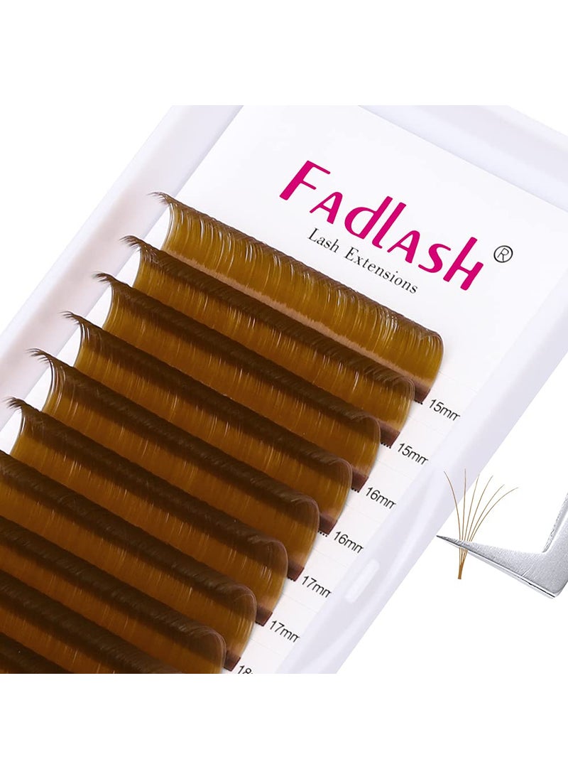 easy fan Volume Lashes,Curl Volume Lash Extensions 8-14mm Mixed Tray Brown Color Blooming Eyelash Extension Volume (Blond 0.07-D, 8-14mm)