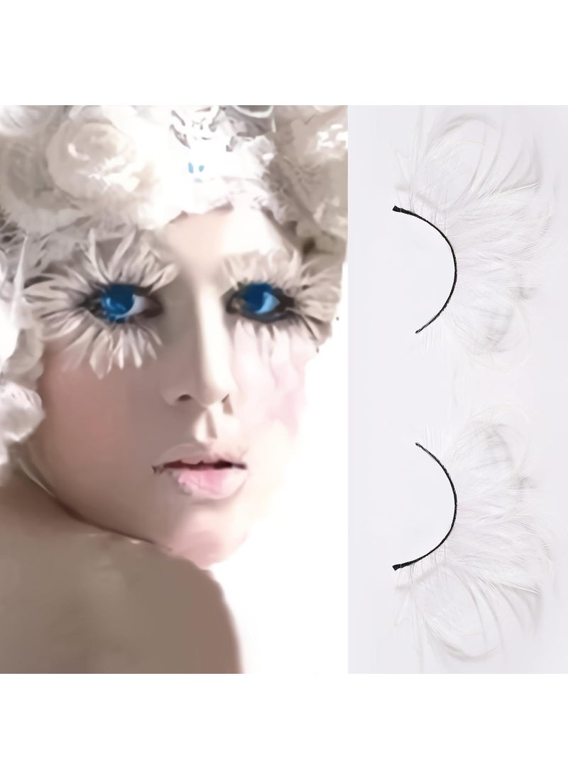 White Lashes Halloween eyelashes Double Lip White Big Extra Long Feather eyelashes Extra extension Costume Queen Lashes