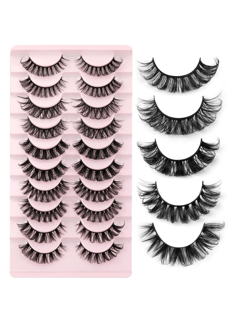 Eyelashes Russian Volume Strip Lashes 5 Styles Mixed Natural Wispy D Curly Mink False Eyelashes Look Like Extensions 10 Pairs by Yawamica
