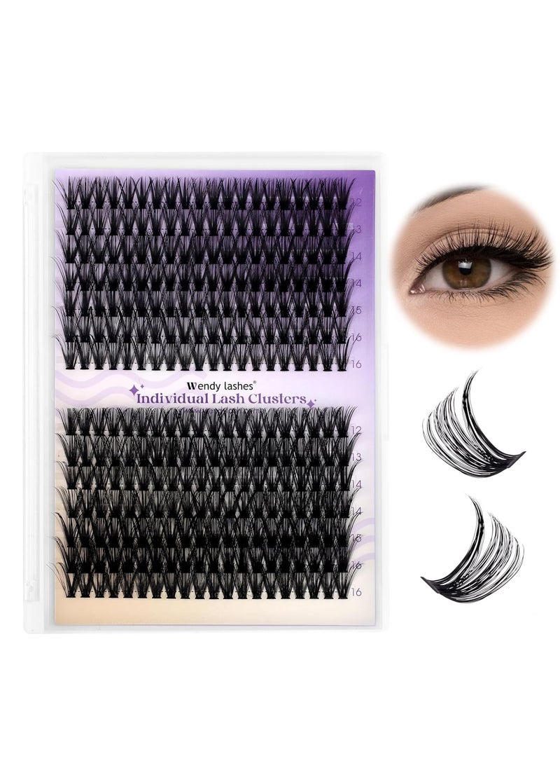 Lash Clusters Wispy Individual Lashes Fluffy Thick Volume Eyelash Clusters DIY False Eyelashes D Curl Cluster Eyelash Extensions Comfortable Lash Extension for Beginners by WENDY LASHES(40/50-D-1216)