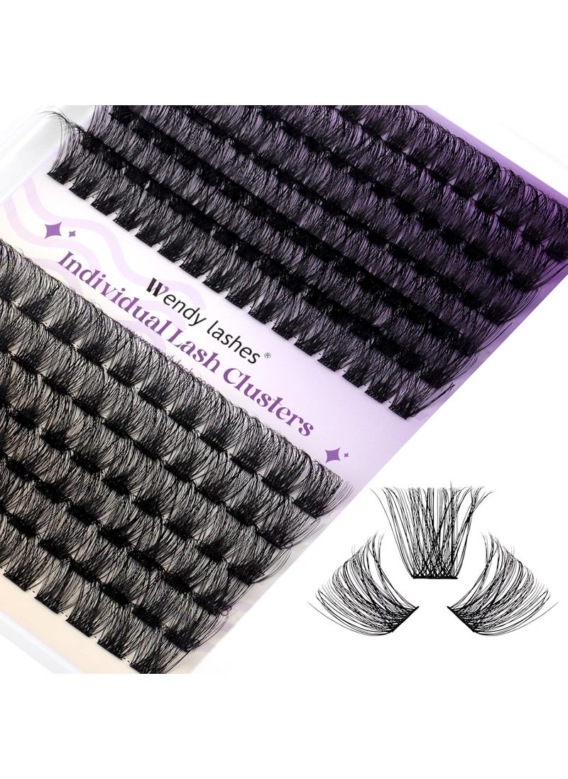 Lash Clusters Wispy Individual Lashes Fluffy Thick Volume Eyelash Clusters DIY False Eyelashes D Curl Cluster Eyelash Extensions Comfortable Lash Extension for Beginners by WENDY LASHES(C3/C9-D-1216)