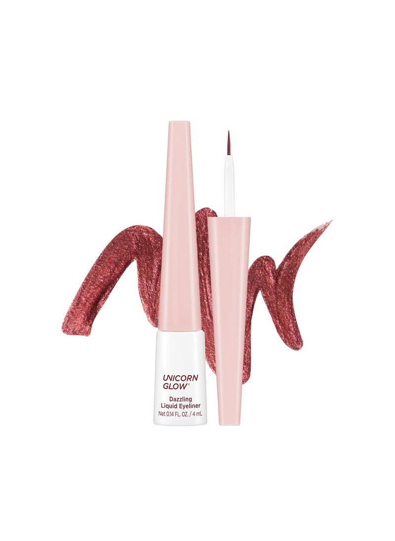 UNICORN GLOW Dazzling Liquid Eyeliner [01 Autumn] Burgundy Red Ultra-Slim Quick-Drying Liquid Eyeliner - Long-Lasting Formula, Vivid Colors - Cruelty-Free, Made in Korea 0.14 fl. oz. / 4 mL