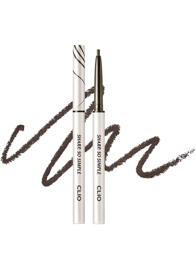 CLIO Sharp So Simple Waterproof Pencil Liner, Eye Pencil, Rich Hyper-Pigmented Color, Smooth Creamy Application, Long-Wearing Matte Finish (4 Colors) (03 BLACK BROWN)